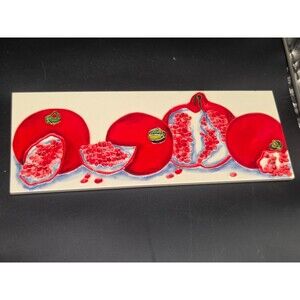 Colorful Red Ceramic Art Wall Hanging Piece Pomegranate Pomegranates Prosperity